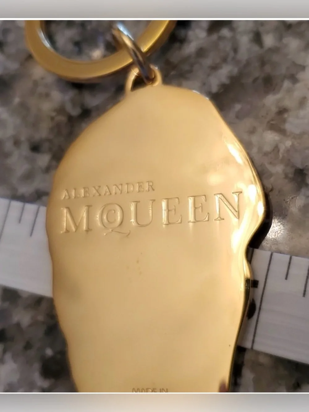 Alexander McQueen Blue and Yellow Skull Keyring